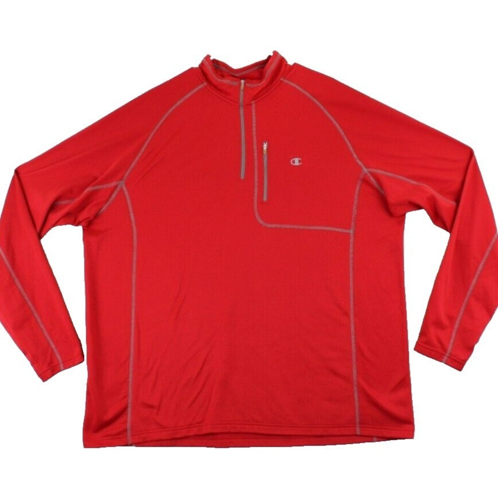 Champion Elite Red Quarter Zip Long Sleeve Pullover Men XXL Athletic Shirt‎